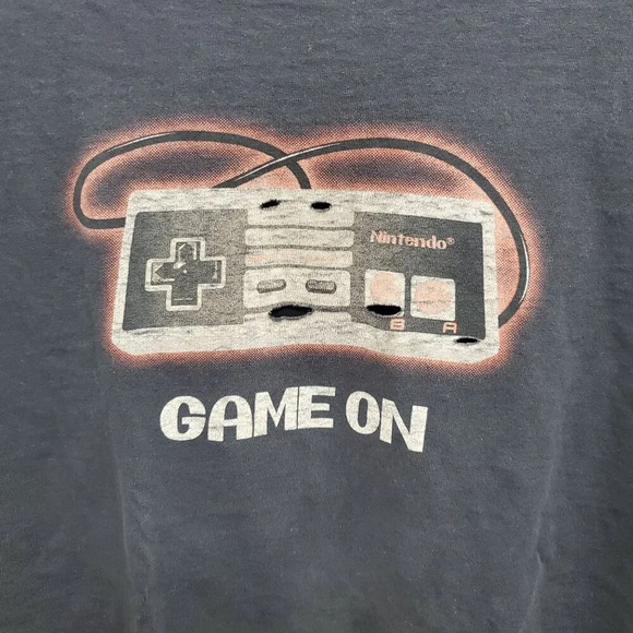 Y2K Game On Retro Nintendo Controller Heavy Distressed Graphic Tee T-shirt L - Picture 2 of 6